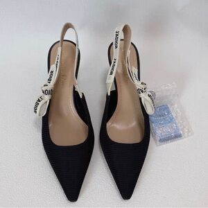 Dior Black and Cream Slingback Heels